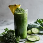 3 Day Detox Weight Loss Smoothie Plan made with kale, cucumber, pineapple, and chia seeds on marble — clean, vibrant, and packed with fat-burning nutrients