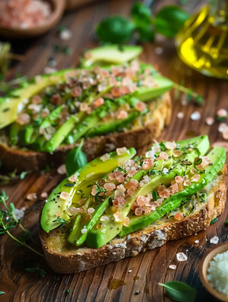 avocado toast with Himalayan pink salt finishing sprinkle