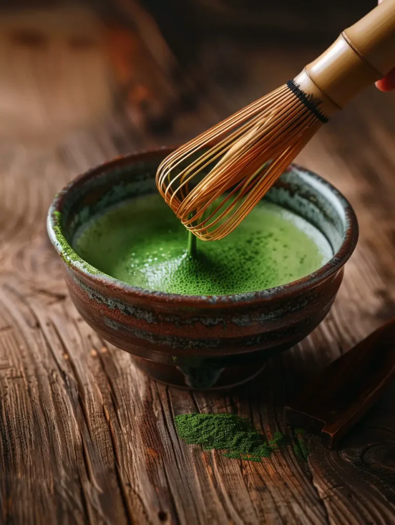 whisking matcha for Japanese Mounjaro recipe tea