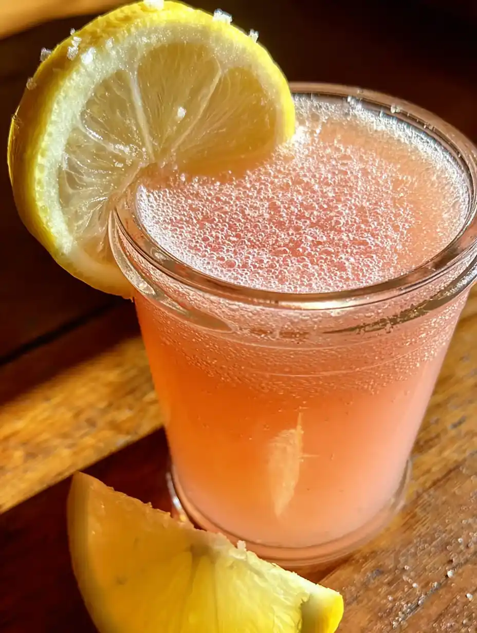 final glass of 4 ingredient pink salt recipe for weight loss with lemon slice