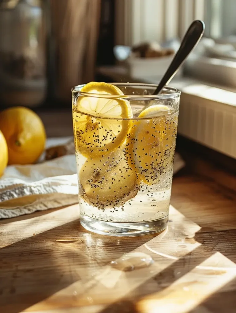 Final Japanese Zepbound recipe drink with chia seeds and ginger