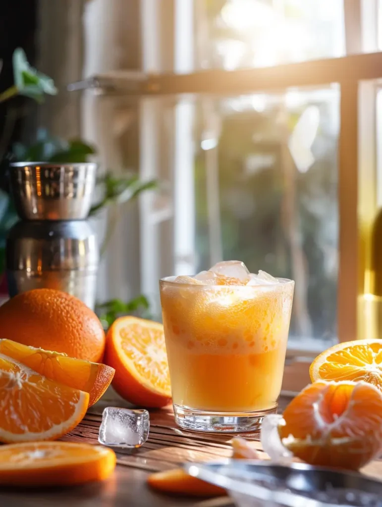 shaking orange creamsicle mocktail mixture until frothy